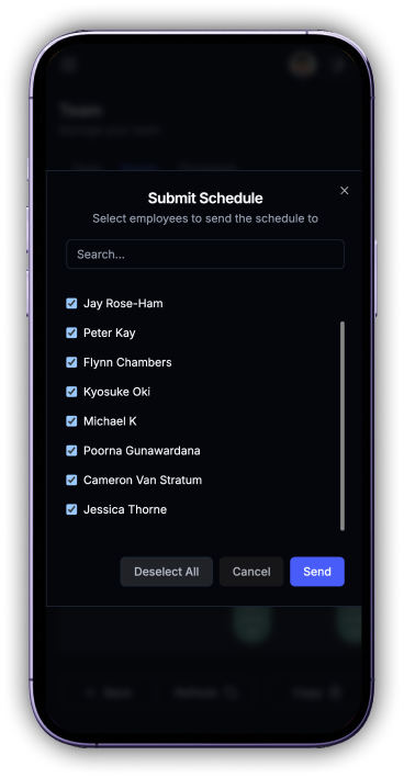 Submit Schedule Screen