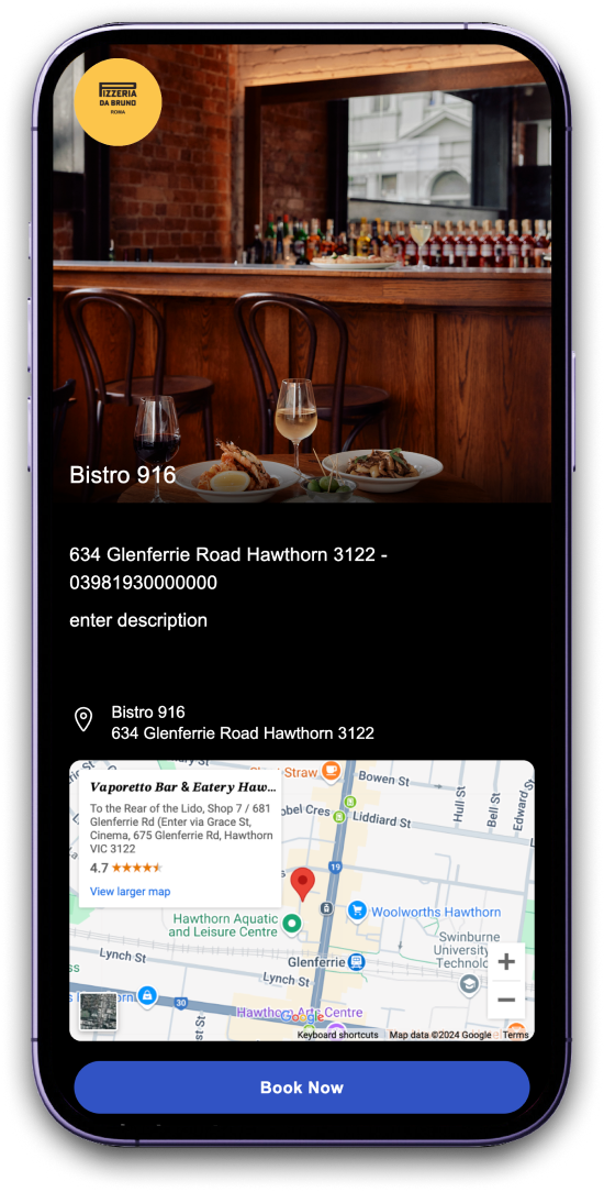 widget Booking screen